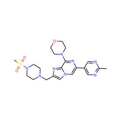 Cc1ncc(-c2cn3cc(CN4CCN(S(C)(=O)=O)CC4)nc3c(N3CCOCC3)n2)cn1 ZINC000084740900