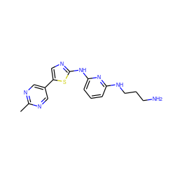 Cc1ncc(-c2cnc(Nc3cccc(NCCCN)n3)s2)cn1 ZINC000084619403