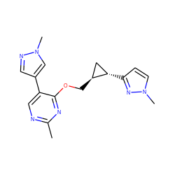 Cc1ncc(-c2cnn(C)c2)c(OC[C@H]2C[C@@H]2c2ccn(C)n2)n1 ZINC000205511859