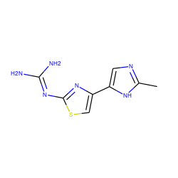 Cc1ncc(-c2csc(N=C(N)N)n2)[nH]1 ZINC000004217631