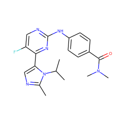 Cc1ncc(-c2nc(Nc3ccc(C(=O)N(C)C)cc3)ncc2F)n1C(C)C ZINC000040836115