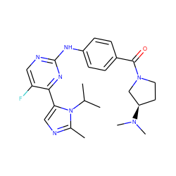 Cc1ncc(-c2nc(Nc3ccc(C(=O)N4CC[C@@H](N(C)C)C4)cc3)ncc2F)n1C(C)C ZINC000040862436