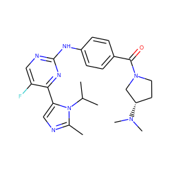 Cc1ncc(-c2nc(Nc3ccc(C(=O)N4CC[C@H](N(C)C)C4)cc3)ncc2F)n1C(C)C ZINC000035261946