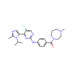 Cc1ncc(-c2nc(Nc3ccc(C(=O)N4CCCN(C)CC4)cc3)ncc2F)n1C(C)C ZINC000035261947