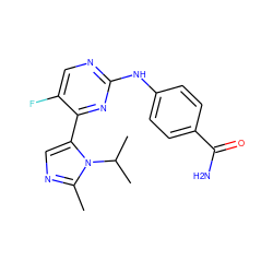 Cc1ncc(-c2nc(Nc3ccc(C(N)=O)cc3)ncc2F)n1C(C)C ZINC000040980756