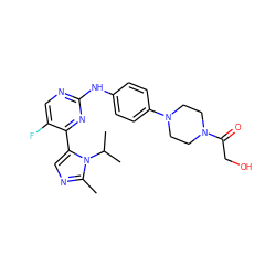 Cc1ncc(-c2nc(Nc3ccc(N4CCN(C(=O)CO)CC4)cc3)ncc2F)n1C(C)C ZINC000040916031