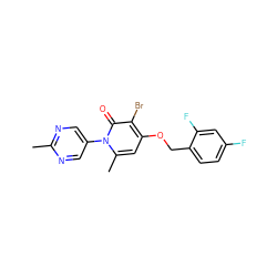 Cc1ncc(-n2c(C)cc(OCc3ccc(F)cc3F)c(Br)c2=O)cn1 ZINC000049033588