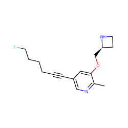 Cc1ncc(C#CCCCCF)cc1OC[C@@H]1CCN1 ZINC000095581987