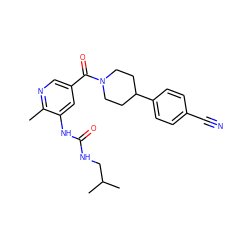 Cc1ncc(C(=O)N2CCC(c3ccc(C#N)cc3)CC2)cc1NC(=O)NCC(C)C ZINC000098185305