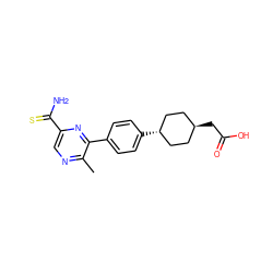 Cc1ncc(C(N)=S)nc1-c1ccc([C@H]2CC[C@H](CC(=O)O)CC2)cc1 ZINC000261134106