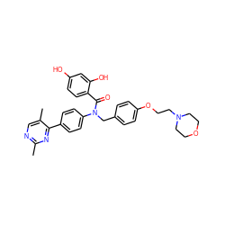 Cc1ncc(C)c(-c2ccc(N(Cc3ccc(OCCN4CCOCC4)cc3)C(=O)c3ccc(O)cc3O)cc2)n1 ZINC000653685057