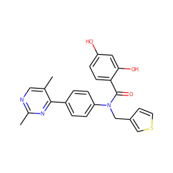 Cc1ncc(C)c(-c2ccc(N(Cc3ccsc3)C(=O)c3ccc(O)cc3O)cc2)n1 ZINC000653778050