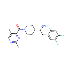 Cc1ncc(C)c(C(=O)N2CCC([C@H](N)Cc3cc(F)c(F)cc3F)CC2)n1 ZINC000040937083