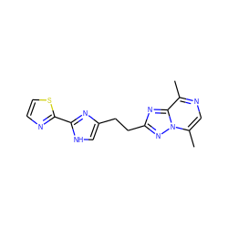 Cc1ncc(C)n2nc(CCc3c[nH]c(-c4nccs4)n3)nc12 ZINC000072315158