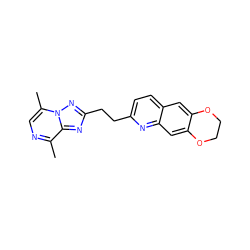 Cc1ncc(C)n2nc(CCc3ccc4cc5c(cc4n3)OCCO5)nc12 ZINC000206165904