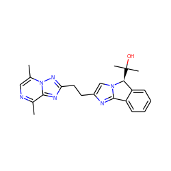 Cc1ncc(C)n2nc(CCc3cn4c(n3)-c3ccccc3[C@@H]4C(C)(C)O)nc12 ZINC000169704380