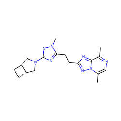 Cc1ncc(C)n2nc(CCc3nc(N4C[C@H]5CC[C@H]5C4)nn3C)nc12 ZINC000210580391