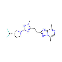 Cc1ncc(C)n2nc(CCc3nc(N4CC[C@H](C(F)F)C4)nn3C)nc12 ZINC000210599535