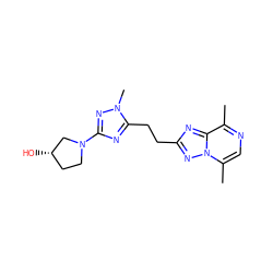 Cc1ncc(C)n2nc(CCc3nc(N4CC[C@H](O)C4)nn3C)nc12 ZINC000218517140