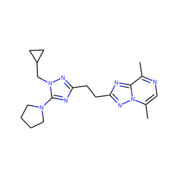 Cc1ncc(C)n2nc(CCc3nc(N4CCCC4)n(CC4CC4)n3)nc12 ZINC000217525045