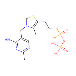 Cc1ncc(C[n+]2csc(CCO[P@@](C)(=O)OP(=O)(O)O)c2C)c(N)n1 ZINC000029128438