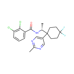 Cc1ncc(C2([C@@H](C)NC(=O)c3cccc(Cl)c3Cl)CCC(F)(F)CC2)cn1 ZINC000473194385