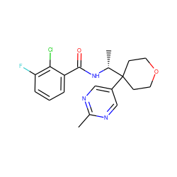 Cc1ncc(C2([C@@H](C)NC(=O)c3cccc(F)c3Cl)CCOCC2)cn1 ZINC000473194956