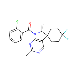 Cc1ncc(C2([C@@H](C)NC(=O)c3ccccc3Cl)CCC(F)(F)CC2)cn1 ZINC000473194455