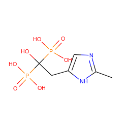 Cc1ncc(CC(O)(P(=O)(O)O)P(=O)(O)O)[nH]1 ZINC000026748619