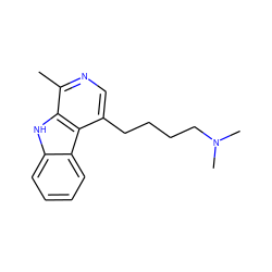 Cc1ncc(CCCCN(C)C)c2c1[nH]c1ccccc12 ZINC000096448080