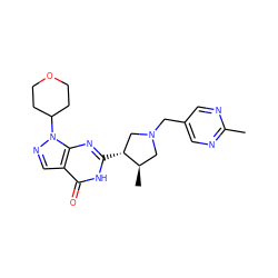 Cc1ncc(CN2C[C@@H](C)[C@H](c3nc4c(cnn4C4CCOCC4)c(=O)[nH]3)C2)cn1 ZINC000095575879