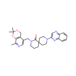 Cc1ncc(CN2CCCC3(CCN(c4cnc5ccccc5n4)CC3)C2=O)c2c1OC(C)(C)OC2 ZINC000096173155