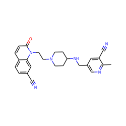 Cc1ncc(CNC2CCN(CCn3c(=O)ccc4ccc(C#N)cc43)CC2)cc1C#N ZINC000169354078