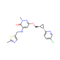 Cc1ncc(CNc2cc(OC[C@H]3C[C@@H]3c3ccc(Cl)cn3)nn(C)c2=O)s1 ZINC001772601304