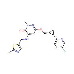 Cc1ncc(CNc2cc(OC[C@H]3C[C@@H]3c3ccc(F)cn3)nn(C)c2=O)s1 ZINC001772637929