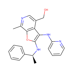 Cc1ncc(CO)c2c(Nc3ccccn3)c(N[C@@H](C)c3ccccc3)oc12 ZINC000095572121