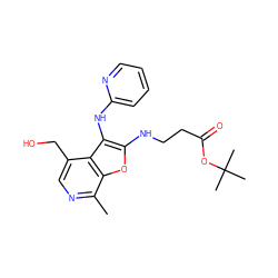 Cc1ncc(CO)c2c(Nc3ccccn3)c(NCCC(=O)OC(C)(C)C)oc12 ZINC000095572226