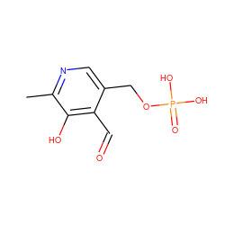 Cc1ncc(COP(=O)(O)O)c(C=O)c1O ZINC000001532514