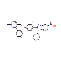 Cc1ncc(COc2ccc(-c3nc4cc(C(=O)O)ccc4n3C3CCCCC3)c(F)c2)c(-c2ccc(Cl)cc2)n1 ZINC000098084939