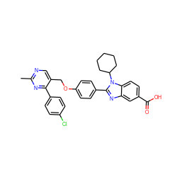 Cc1ncc(COc2ccc(-c3nc4cc(C(=O)O)ccc4n3C3CCCCC3)cc2)c(-c2ccc(Cl)cc2)n1 ZINC000036350449