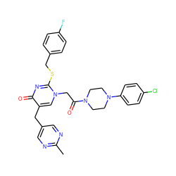 Cc1ncc(Cc2cn(CC(=O)N3CCN(c4ccc(Cl)cc4)CC3)c(SCc3ccc(F)cc3)nc2=O)cn1 ZINC000029560694