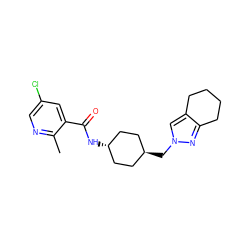 Cc1ncc(Cl)cc1C(=O)N[C@H]1CC[C@H](Cn2cc3c(n2)CCCC3)CC1 ZINC000261134188