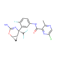 Cc1ncc(Cl)nc1C(=O)Nc1ccc(F)c([C@]2(C(F)F)N=C(N)O[C@H]3C[C@H]32)c1 ZINC000220649573