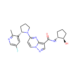 Cc1ncc(F)cc1[C@@H]1CCCN1c1ccn2ncc(C(=O)N[C@@H]3CCC[C@H]3O)c2n1 ZINC000169704264