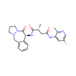 Cc1ncc(F)cc1NC(=O)C[C@@H](C)C(=O)N[C@@H]1C(=O)N2CCCN2Cc2ccccc21 ZINC001772637394