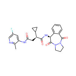 Cc1ncc(F)cc1NC(=O)C[C@H](C(=O)N[C@@H]1C(=O)N2CCCN2C(=O)c2ccccc21)C1CC1 ZINC001772611966