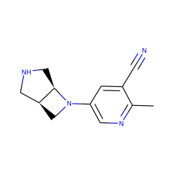 Cc1ncc(N2C[C@H]3CNC[C@H]32)cc1C#N ZINC000028865881