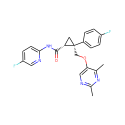 Cc1ncc(OC[C@@]2(c3ccc(F)cc3)C[C@H]2C(=O)Nc2ccc(F)cn2)c(C)n1 ZINC000118079624