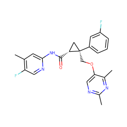 Cc1ncc(OC[C@@]2(c3cccc(F)c3)C[C@H]2C(=O)Nc2cc(C)c(F)cn2)c(C)n1 ZINC000118077251