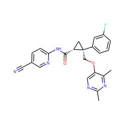 Cc1ncc(OC[C@@]2(c3cccc(F)c3)C[C@H]2C(=O)Nc2ccc(C#N)cn2)c(C)n1 ZINC000096283740